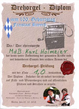 181025_mk Drehorgel-Diplom MdB Karl Holmeier