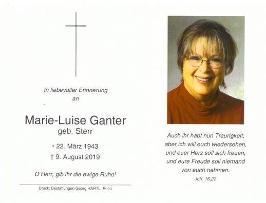 Sterbebild M.-L. Ganter