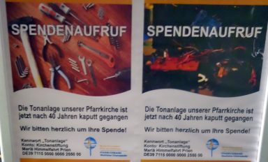 Plakat Spende Tonanlage Kirche