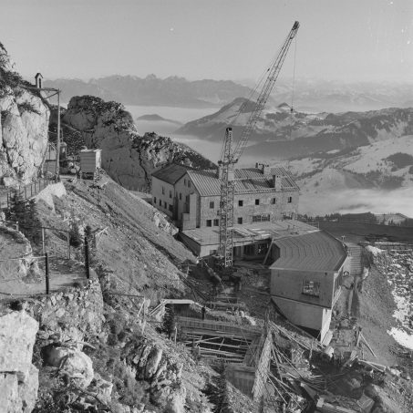 Baustelle Bergstation Wendelstein-Seilbahn 1996 Foto M. Bogner