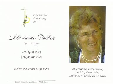 Sterbebild Marianne Fischer 1