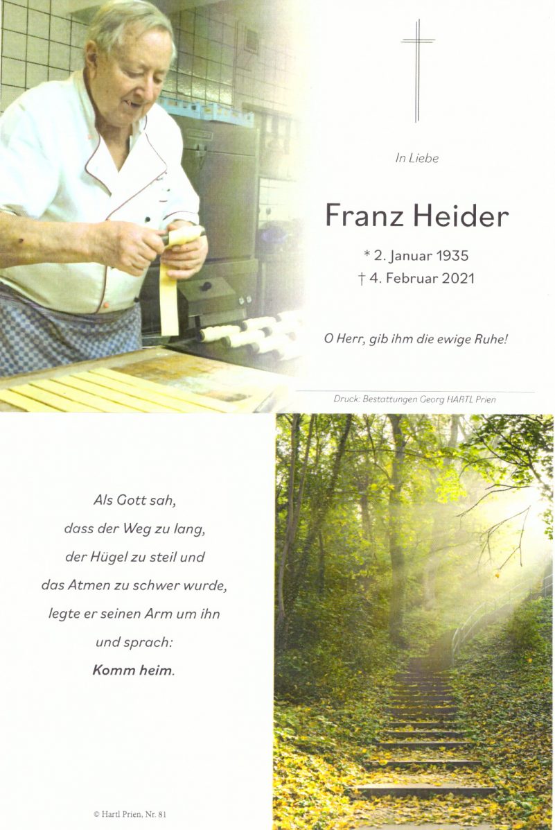 Sterbebild Franz Heider