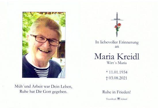 1Sterbefoto Maria Kreidl