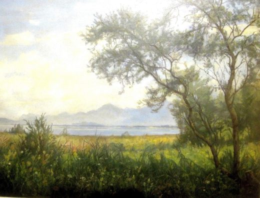 Rudolf Sieck 1877-1957, Am Chiemsee in Harras, Enkaustik um 1940