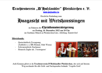 Trachtenverein Pleiskirchen (Versteigerungs-Hoagascht&Wirtshaussingen 16DEC2022_Handzettel)