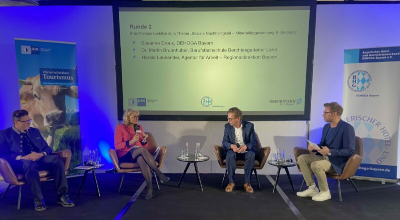 Tourismusforum Oberbayern 2023_Podiumsrunde 2a_Dr. Brunnhuber_Droux_Laubender_Wucherpfennig_vlinks