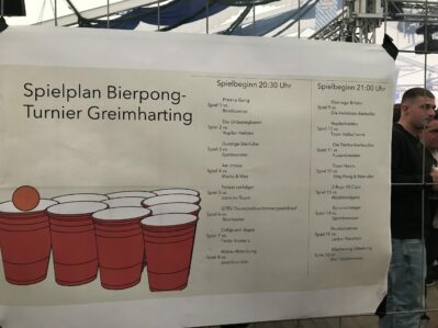 Lösch di aus Party Greimharting 2024 Bierpong Turnier Spielplan Teamnamen