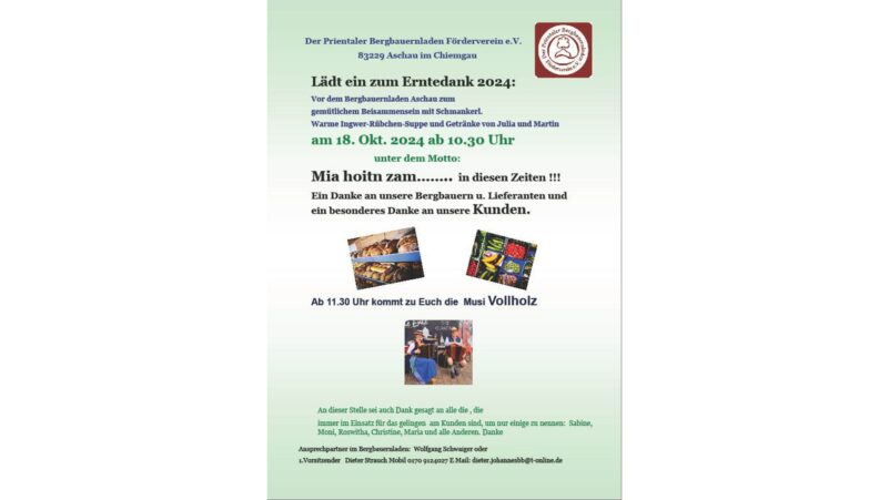 Erntedank prientaler Bergbauernladen