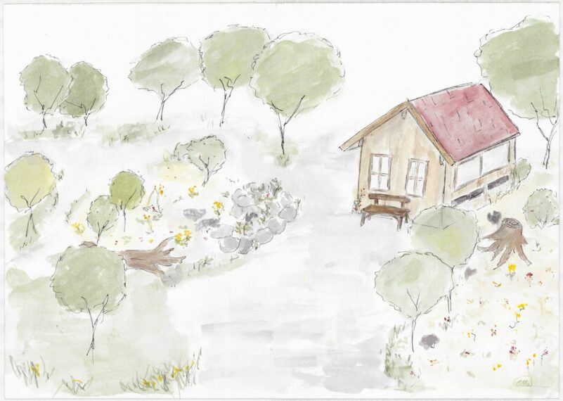 Aquarell für Stellwand_Alpbachgartl